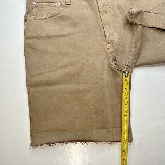 GAP Cheeky Midi Shorts 31/12 Tall (33"Waist) High Rise Tan Fray Button Fly NEW - Picture 7 of 10
